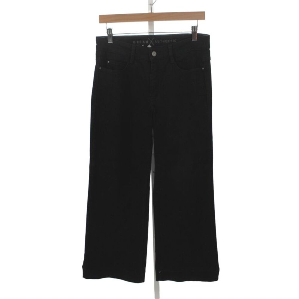 Dream Jeans Women Wide-Leg Jeans Black Cotton High Rise Button Size 38